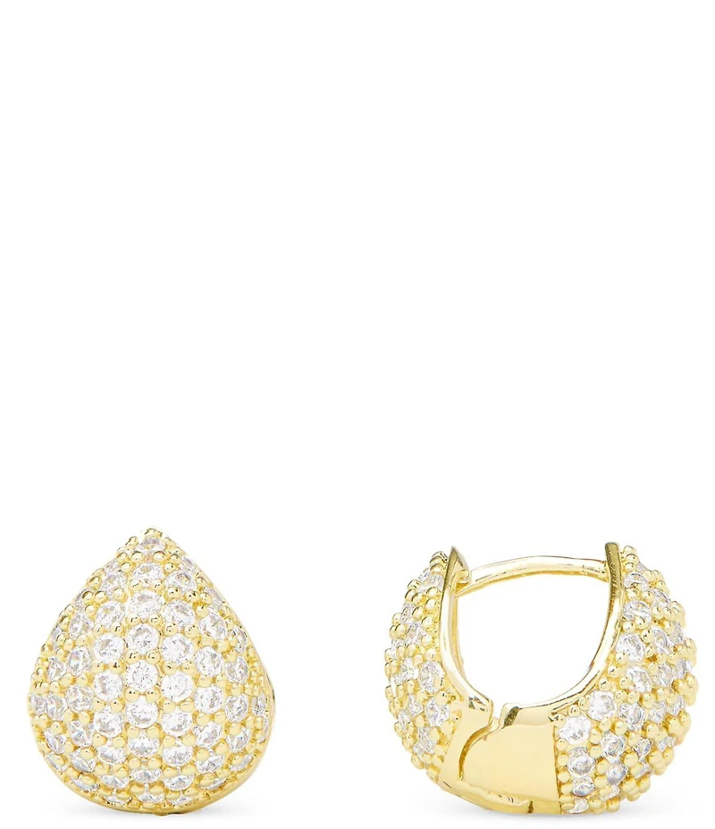 Melinda Maria Lil' Norah Pave Huggie Puffy Hoop Earrings