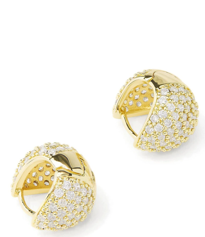 Melinda Maria Lil' Norah Pave Huggie Puffy Hoop Earrings
