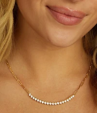 Melinda Maria Not Your Basic Samantha Tennis Paperclip Chain Collar Necklace