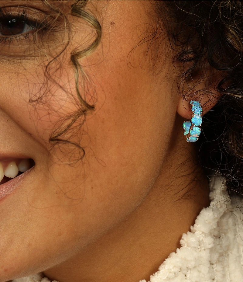 Melinda Maria Oh She Fancy Blue Opal Hoop Earrings