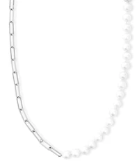 Melinda Maria Samantha Half Pearl Chain Collar Necklace