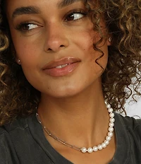 Melinda Maria Samantha Half Pearl Chain Collar Necklace