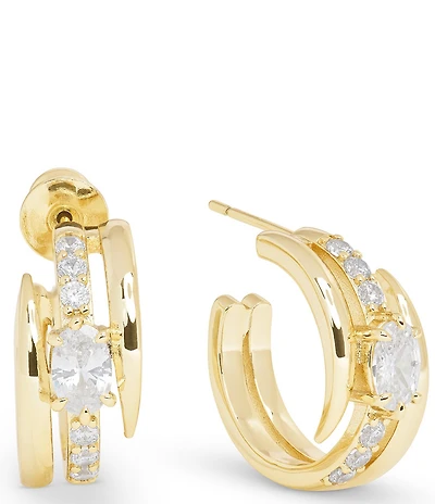 Melinda Maria She's On Point Lasso Huggie Hoop Earrings
