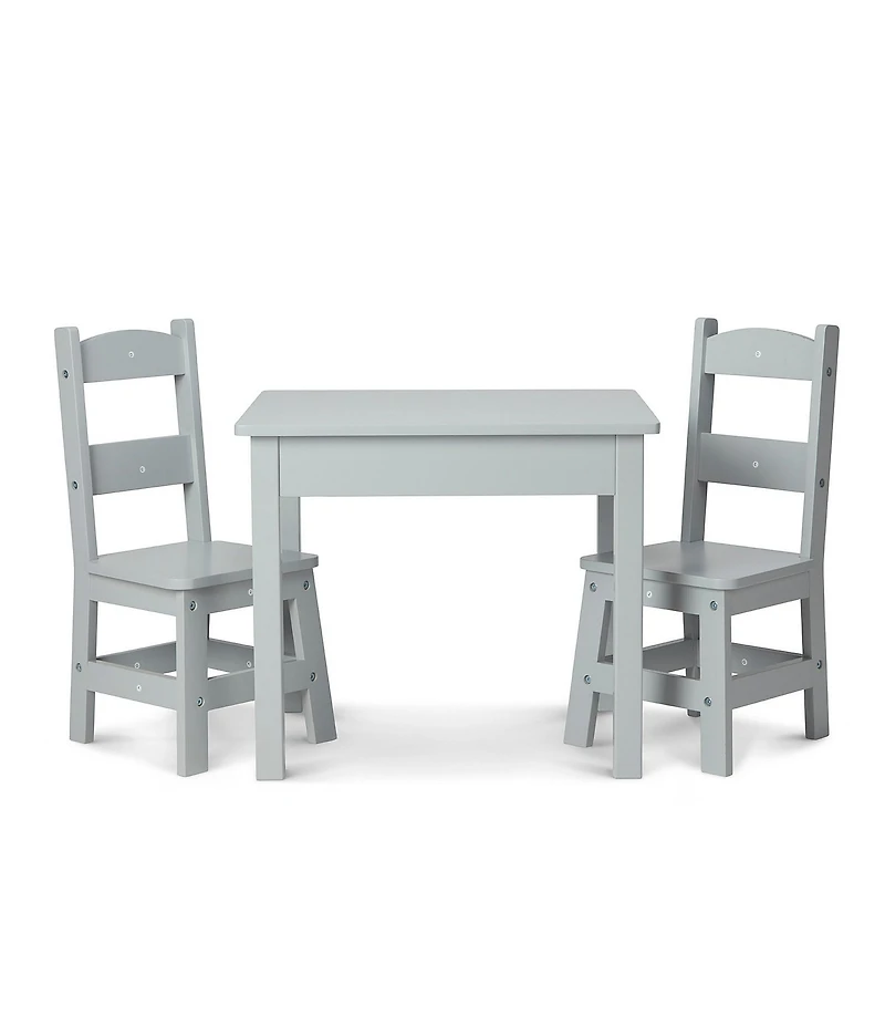 Melissa & Doug Kids Wooden Table & 2 Chairs - Gray