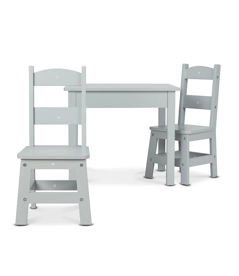 Melissa & Doug Kids Wooden Table & 2 Chairs - Gray
