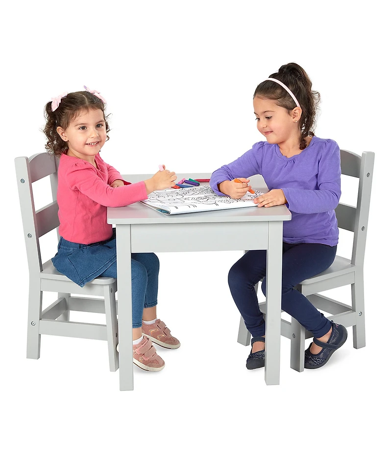 Melissa & Doug Kids Wooden Table & 2 Chairs - Gray
