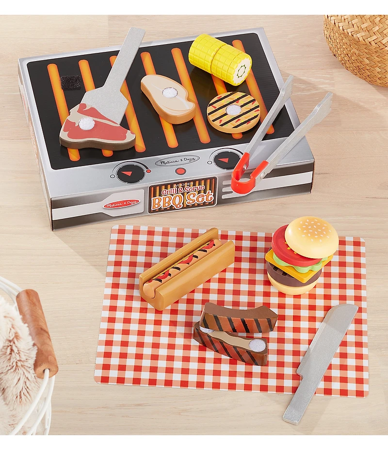 Melissa & Doug Wooden Grill & Serve BBQ Set