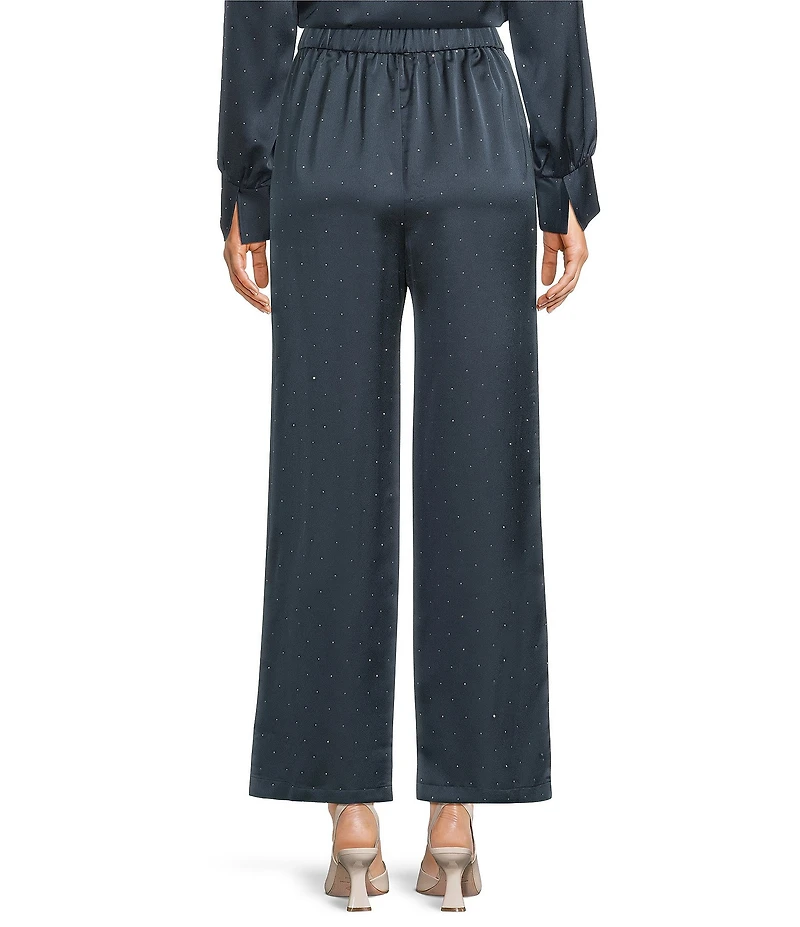 MELLODAY Coordinating Embellished Studded Satin Wide Leg Pants