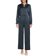 MELLODAY Coordinating Embellished Studded Satin Wide Leg Pants