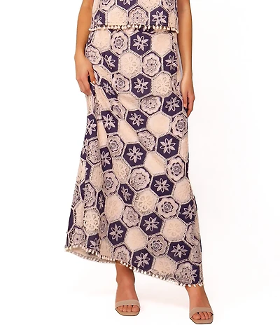 MELLODAY Coordinating Floral Crochet Lace A-Line Maxi Skirt