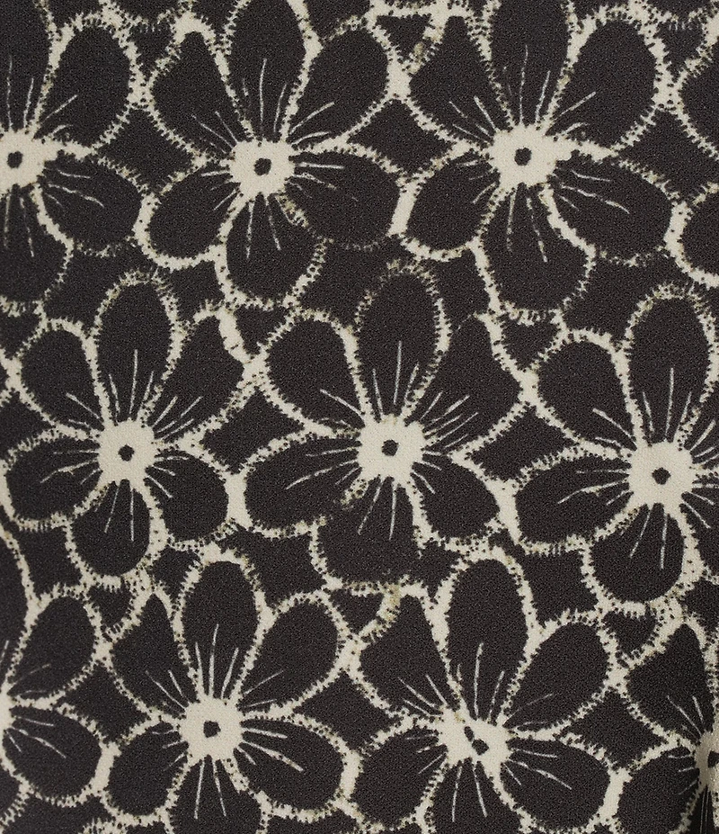 MELLODAY Coordinating Knit Techno Crepe Crew Neck 3/4 Puff Sleeve Peplum Top