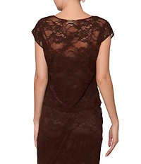 MELLODAY Coordinating Lace Round Neck Cap Sleeve Top
