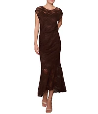 MELLODAY Coordinating Lace Round Neck Cap Sleeve Top