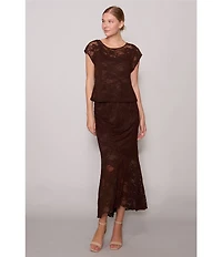 MELLODAY Coordinating Lace Round Neck Cap Sleeve Top