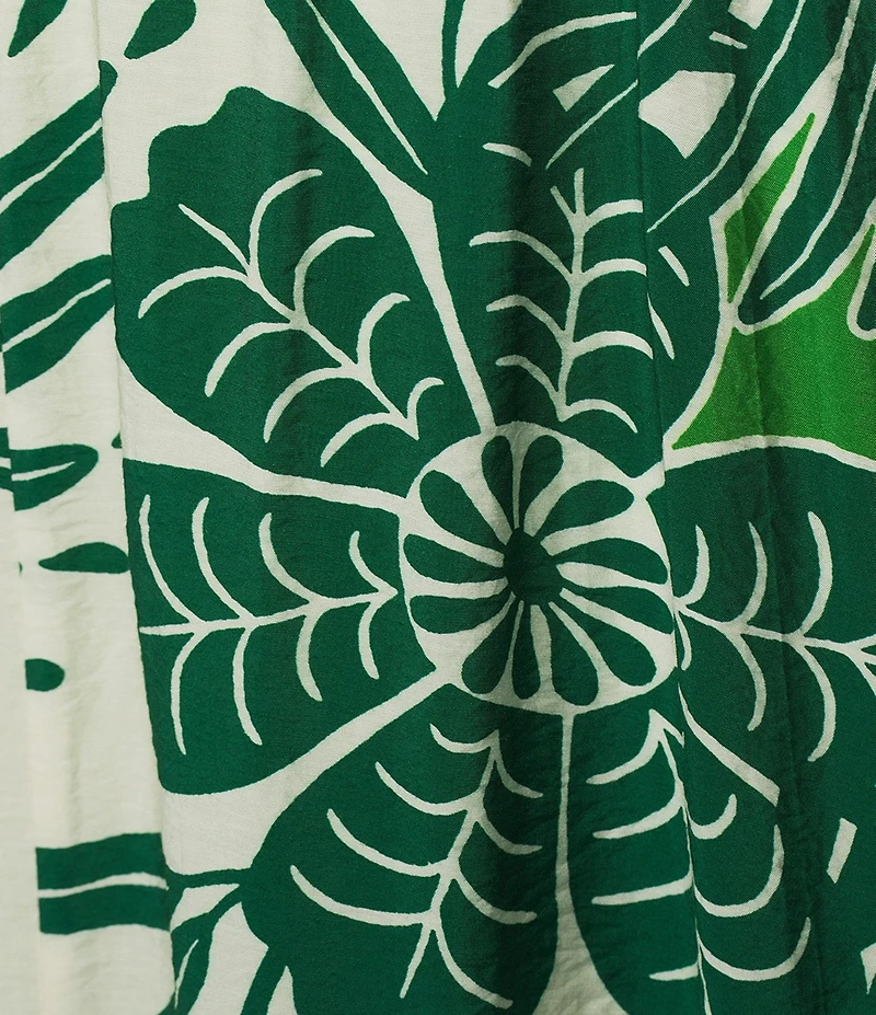 Melloday Coordinating Leaf Print A-Line Maxi Skirt