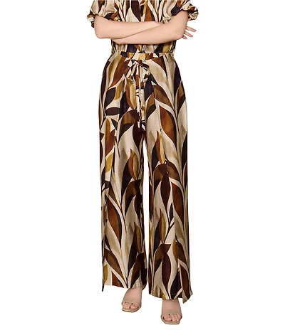 MELLODAY Coordinating Leaf Print Wide Leg Wrap Pants
