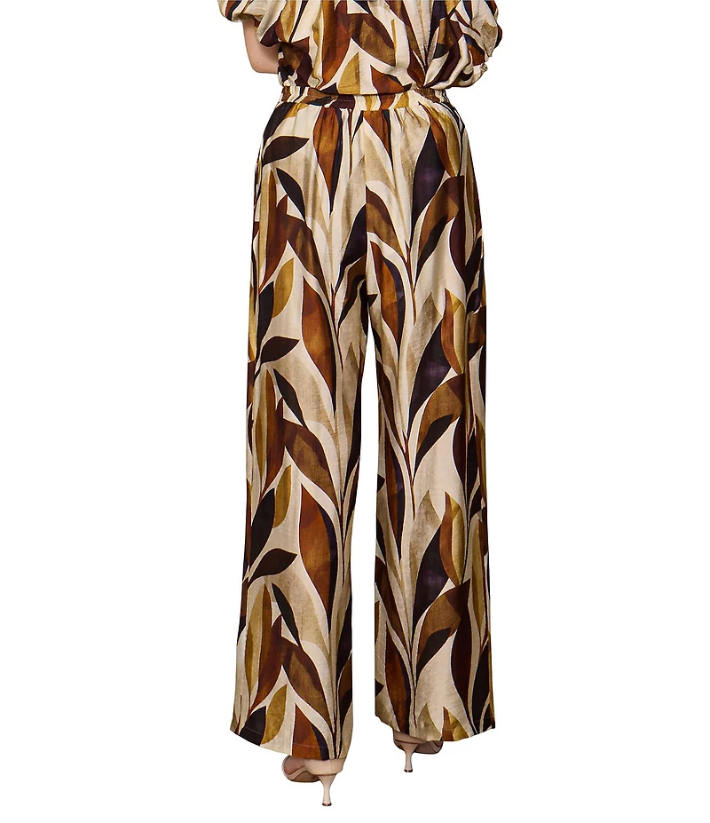 MELLODAY Coordinating Leaf Print Wide Leg Wrap Pants