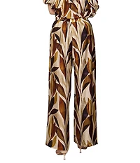 MELLODAY Coordinating Leaf Print Wide Leg Wrap Pants