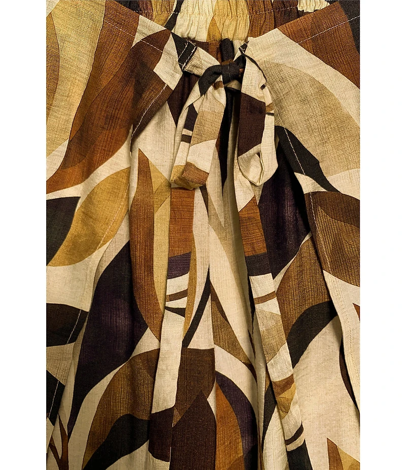MELLODAY Coordinating Leaf Print Wide Leg Wrap Pants