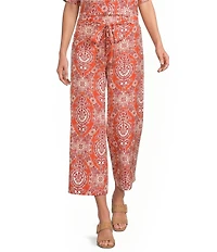 Melloday Coordinating Paisley Tie Waist Wide Leg Pants