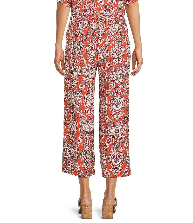 Melloday Coordinating Paisley Tie Waist Wide Leg Pants