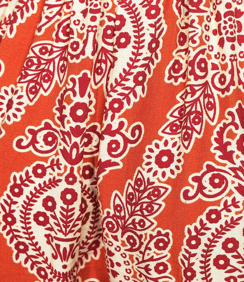 Melloday Coordinating Paisley Tie Waist Wide Leg Pants