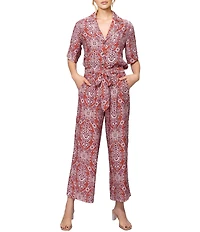 Melloday Coordinating Paisley Tie Waist Wide Leg Pants