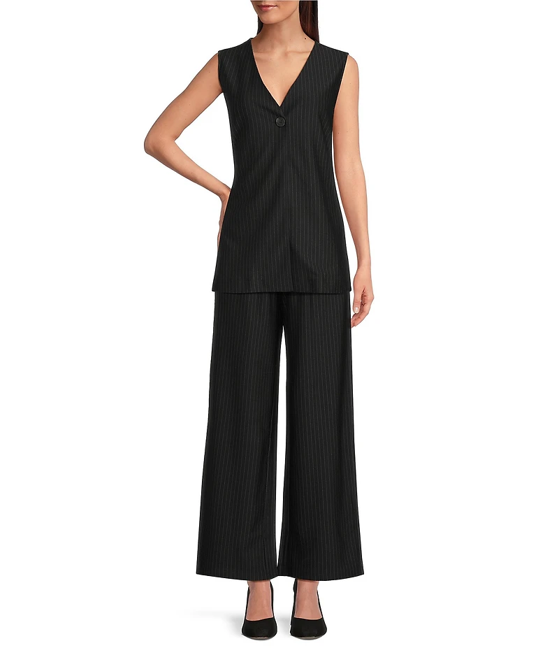 MELLODAY Coordinating Pinstripe Drawstring Waist Wide Leg Pants