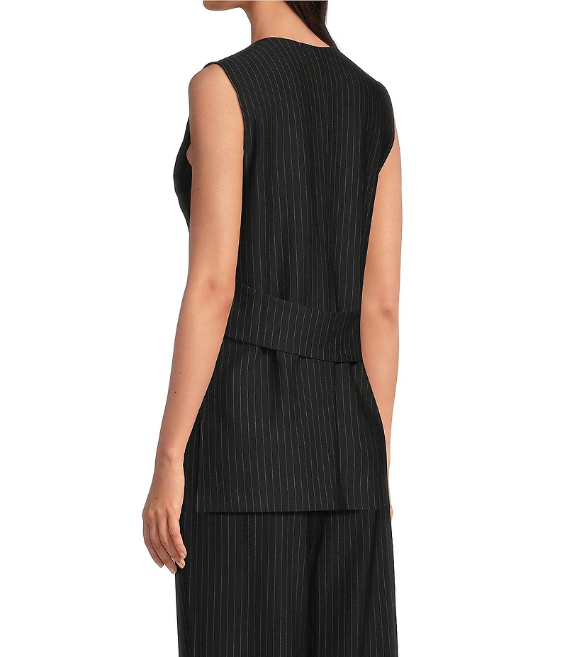 MELLODAY Coordinating Pinstripe V-Neck One-Button Vest