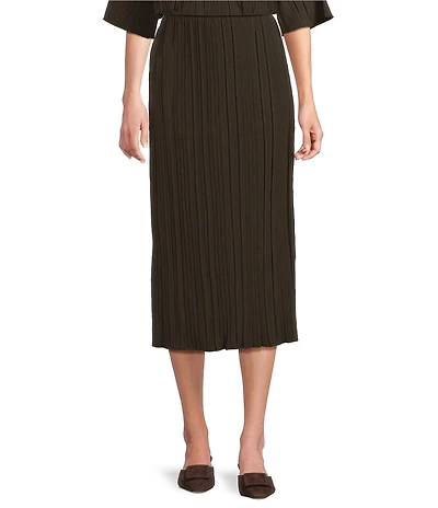 MELLODAY Coordinating Plisse Sheath Midi Skirt