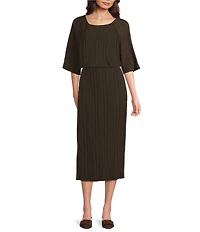 MELLODAY Coordinating Plisse Sheath Midi Skirt