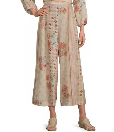 MELLODAY Coordinating Printed Pull-On Pleated Wide Leg Ankle Pants