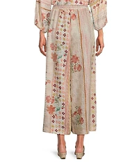 MELLODAY Coordinating Printed Pull-On Pleated Wide Leg Ankle Pants