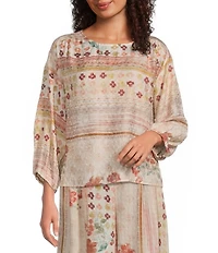 MELLODAY Coordinating Round Neck 3/4 Sleeve Top