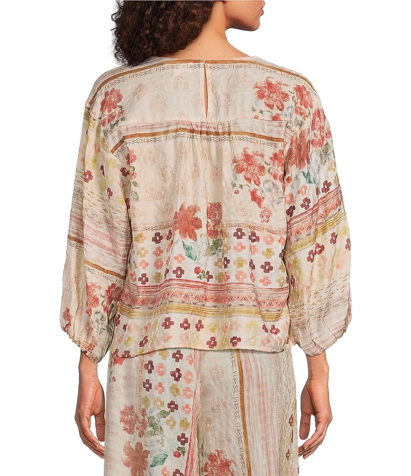 MELLODAY Coordinating Round Neck 3/4 Sleeve Top