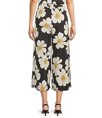 MELLODAY Coordinating Satin Daisy Print Wide Leg Cropped Pants