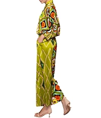 MELLODAY Coordinating Satin Mix Print Wide Leg Pants