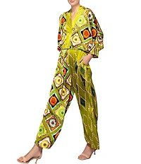 MELLODAY Coordinating Satin Mix Print Wide Leg Pants