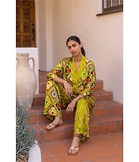 MELLODAY Coordinating Satin Mix Print Wide Leg Pants