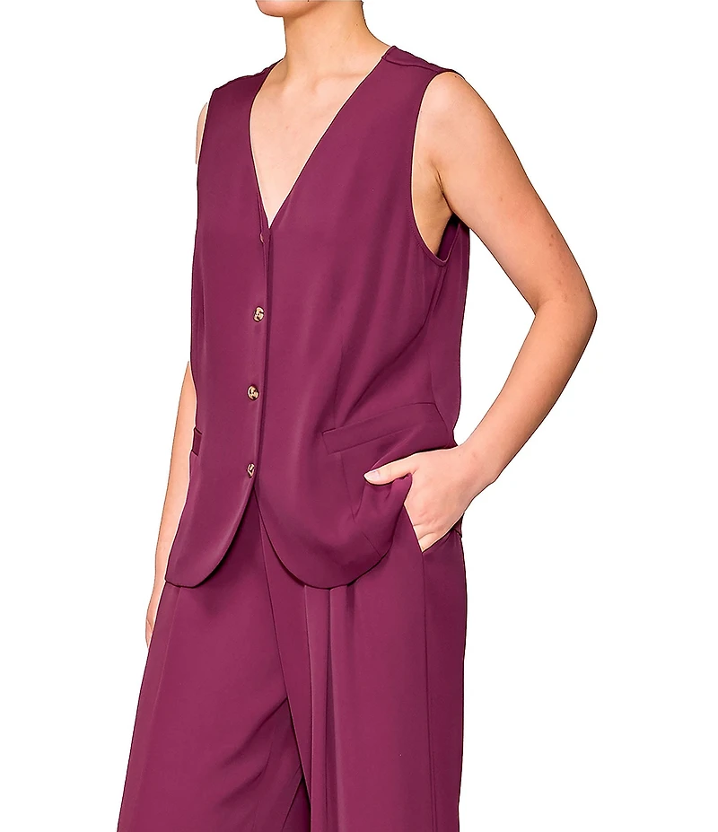 MELLODAY Coordinating V-Neck Button Front Vest