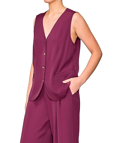MELLODAY Coordinating V-Neck Button Front Vest