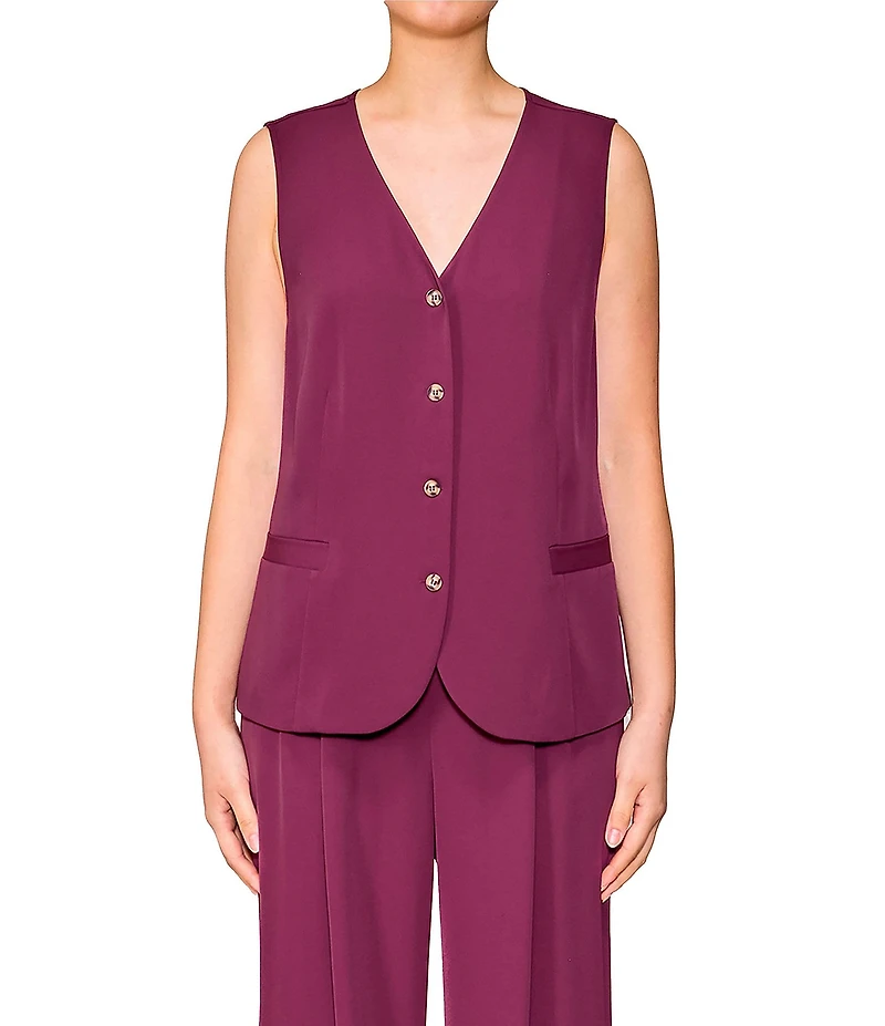 MELLODAY Coordinating V-Neck Button Front Vest