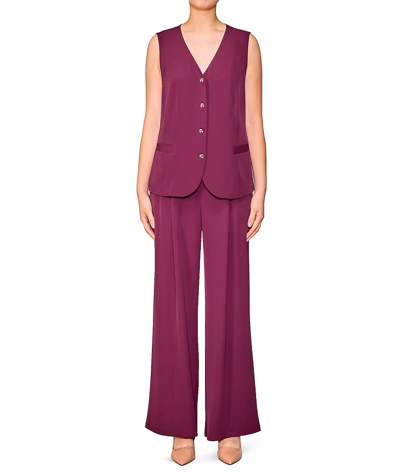 MELLODAY Coordinating V-Neck Button Front Vest
