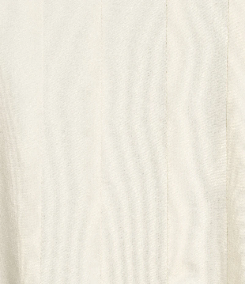 MELLODAY Knit Crew Neck Short Sleeve Pleated Seam Detail Tee