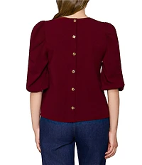 MELLODAY Knit Round Neck 3/4 Sleeve Top