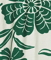 MELLODAY Leaf Print Gathered Neck Sleeveless Tie Shoulder High-Low Midi Dress