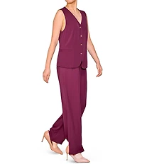 MELLODAY Pleated Straight Leg Pull-On Pants