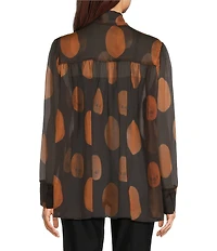 MELLODAY Polka Dot Print Tie Neck Long Sleeve Top