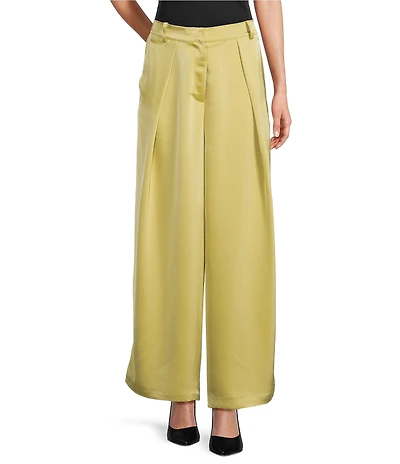 MELLODAY Satin Pleated Wide Leg Pants