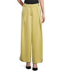 MELLODAY Satin Pleated Wide Leg Pants